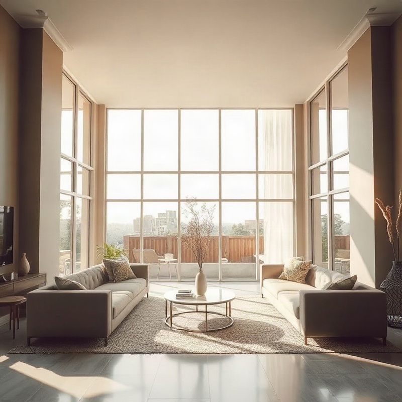 Bright interior of a Kisumu apartment living room with large windows